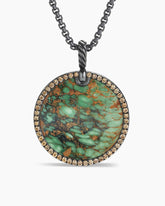 DY Elements® Disc Pendant in Blackened Silver with Variscite and Cognac Diamonds, 32mm